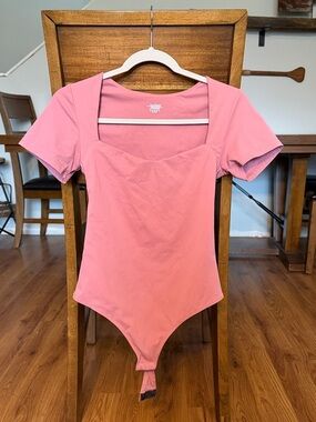 Pink Girls' One-Piece Bodysuit - Square Neck